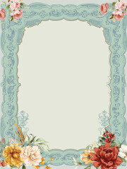 Vintage Victorian decorative floral frame for wedding invitation