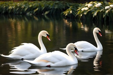 swans on the lake