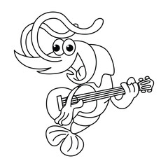 Funny shrimp cartoon for coloring book.