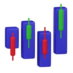 3D Candlestick Stock Market Chart Icon