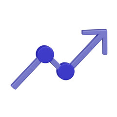 3D Upward Trend Line Icon Signifying Investment Growth