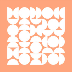 Fototapeta premium Peach cover or card design with white geometric vector illustration.