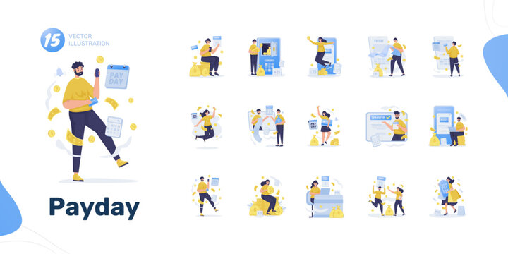 Business financial payday illustration collection set