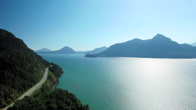 Coastal Highway Aerial View with Pacific Ocean Islands