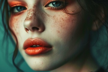 Trendy Beauty, A young woman portrait with a trendy makeup look Ai generated