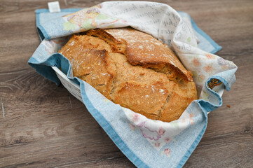 homemade freshly baked bread on a wooden table 6
