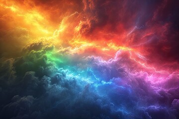 rainbow clouds, lightning, background - obrazy, fototapety, plakaty