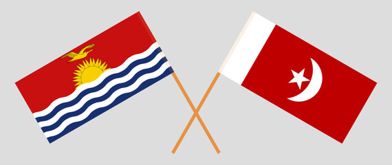 Crossed flags of Kiribati and The Emirate of Umm Al Quwain. Official colors. Correct proportion