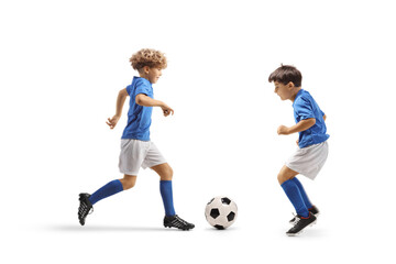 Fototapeta na wymiar Two boys playing football