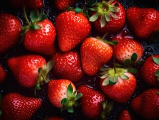 Fresh Strawberries background, adorned with glistening droplets of water.