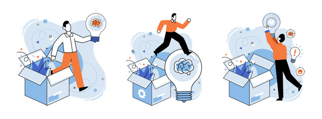 Idea in a box vector illustration. Unlock creativity by thinking outside box for innovative solutions Education is key to opening minds and inspiring creative thinking Imagination knows no bounds