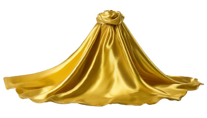 Gold silk or satin luxury cloth isolated on transparent background.