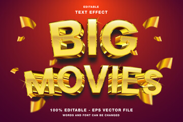Big Movies Luxury Gold 3D Editable Text Effect