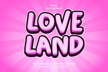 Love Land 3D Pink Editable Text Effect