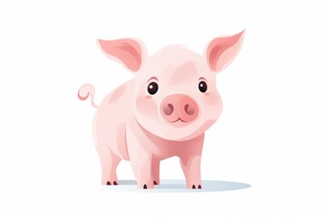 Fototapeta premium watercolor illustration, small, cute, pink pig on a white background