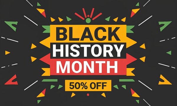 Black History Month 50% Off Sale Banner, Black History Month Sale, Black History Sale