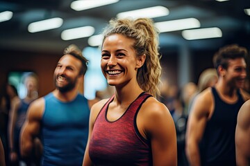 Fototapeta premium Dynamic Group Fitness Session, Generative AI