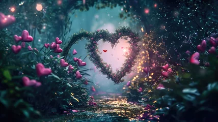 Keuken spatwand met foto enchanted love forest in the valentines day pragma © Summit Art Creations