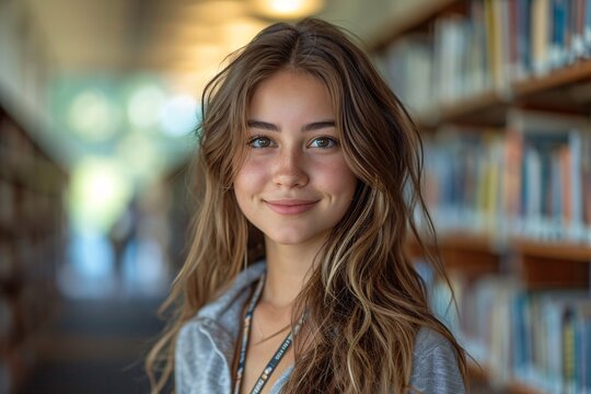 Smiling Bookworm in a Gray Sweater Generative AI - Powered by Adobe