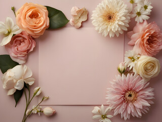 
A beautifully delicate banner adorned with intricate flowers elegantly rests on a soft, light pink background