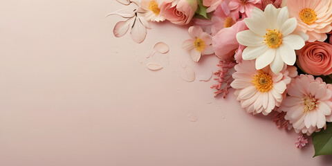 
A beautifully delicate banner adorned with intricate flowers elegantly rests on a soft, light pink background