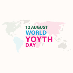 International youth day greeting 12 august social media post or banner design with enjoying up celebrate with map vector file