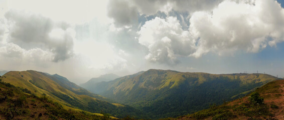 aerial Panaroma beautiful landscape of devaramane mountain