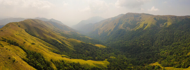 aerial Panaroma beautiful landscape of devaramane mountain