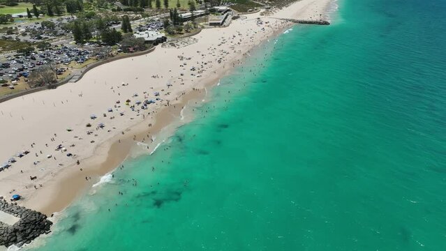 beautiful white sand turquoise sea 4k city beach perth australia aerial footage drone