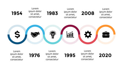 Infographic design template, Timeline concept with years, Can be used for workflow layout, diagram, banner, webdesign, presentations, banner, flow chart, concept with 5 steps. Vector illustration