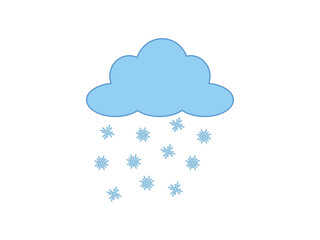 Cloud with snowflakes icon over white background, flat style, vector illustration