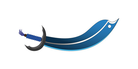 Vector illustration of a blue sword on a white background