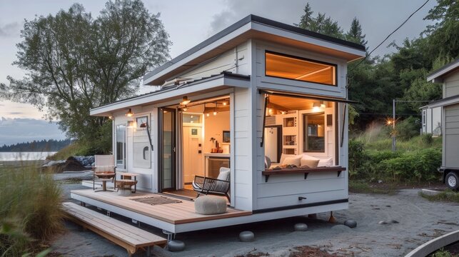 tiny house plans designs ideas, in the style of seaside vistas