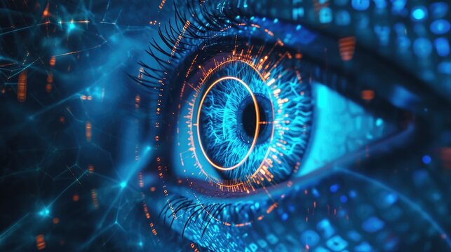 futuristic digital eye data network and cyber security technology background
