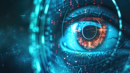 futuristic digital eye data network and cyber security technology background - obrazy, fototapety, plakaty
