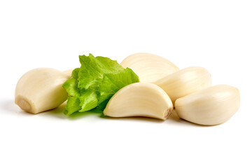 Garlic cloves, Isolated on white background.