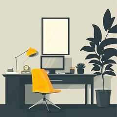 simple office illustration, flat colors