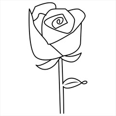 One Line Rose Flower Minimalism Drawing Vector Illustration Floral Art Design 