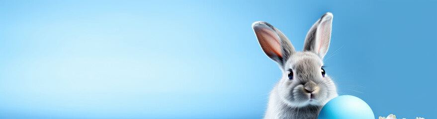 Rabbit Peeking Out From Behind Easter Egg