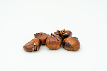 chestnut pile on white background