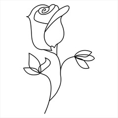 One Line Rose Flower Minimalism Drawing Vector Illustration Floral Art Design 