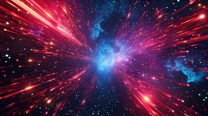 Fototapeta premium abstract cosmic background with colorful red and blue laser lights