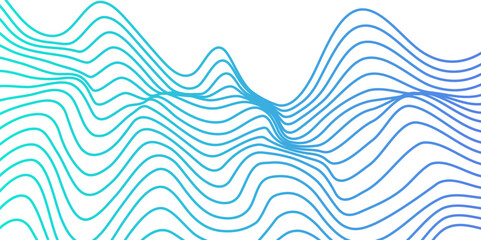 Vector blue wavy ocean flowing dynamic lines isolated on transparent background. wavy ocean curve lines background. Design for banner, flyer, cover, technology, science, brochure, ocean.