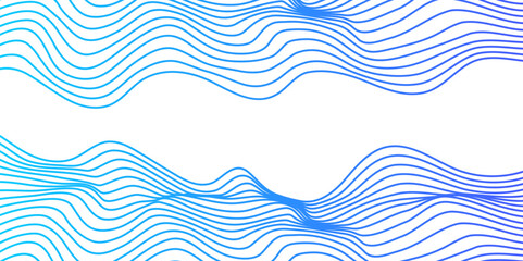 Vector blue wavy ocean flowing dynamic lines isolated on transparent background. wavy ocean curve lines background. Design for banner, flyer, cover, technology, science, brochure, ocean.