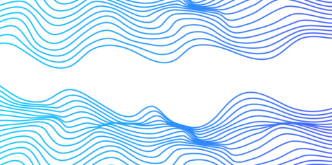 Fotobehang Vector blue wavy ocean flowing dynamic lines isolated on transparent background. wavy ocean curve lines background. Design for banner, flyer, cover, technology, science, brochure, ocean. © Ahmad Araf