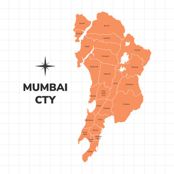 Mumbai City map illustration. Map of the City in India