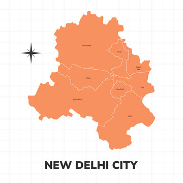 New Delhi City map illustration. Map of the City in India