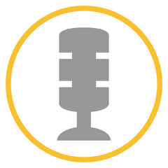 Button grau orange mit Podcast Icon: Mikrofon