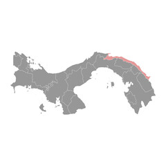 Guna Yala map, administrative division of Panama. Vector illustration.