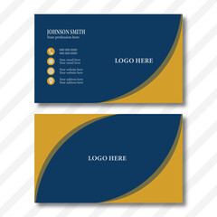 corporate modern blue and yellow business card template. blue dark business card modern design vector. business card print template. Personal business card with company logo. blue and yellow colors.